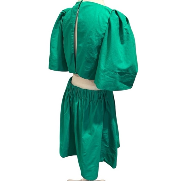 Banana Republic Flutter Flare Mini Dress Green Sz 6 Feminine Modern Cut Out - Picture 10 of 11